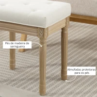 HOMCOM Banco para Sala de Estar Estilo Rústico Estofado em Linho Sintético com Pernas Esculpidas em Madeira 42x32x46,5 cm Bege(m-5)