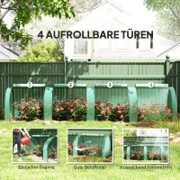 Outsunny Tunnelgewächshaus, 4 Fenster mit Reißverschluss, Stahlrahmen, robuste Plane, 395 x 100 x 80 cm, Grün(m-6)