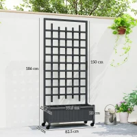 Outsunny Wooden Trellis Planter, Raised Garden Bed with Wheels, to Climb and Grow Vegetables, Herbs and Flowers, Grey(m-3)