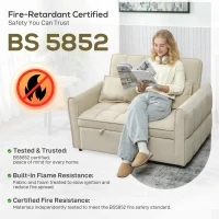 HOMCOM 2 Seater Sofa Bed, 3-in-1 Convertible Sleeper Sofa with Click-clack Adjustable Backrest and 2 Pillows, Light Brown(m-9)