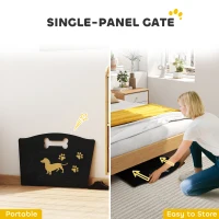 PawHut Wooden Dog Stopper, Dog Barrier with Support Feet, for Stair, Patio, Very Easy Setup, Black, 75 x 51 cm(m-5)