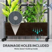 Outsunny Wooden Trellis Planter, Raised Garden Bed with Wheels, to Climb and Grow Vegetables, Herbs and Flowers, Grey(m-5)