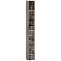 HOMCOM Set of 2 CD Media Display Shelf Unit Tower Rack with Adjustable Shelves, Distressed Grey(m-10)