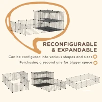 PawHut Pet Playpen with Door, Guinea Pigs Metal Mesh Cage for Small Animal, Chinchilla, 175 x 105 x 70 CM, Black(m-5)