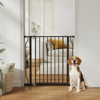 PawHut Extra Wide Dog Gate, with Door Pressure, for Doorways, Hallways, Staircases - Black(m-2)