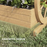 Outsunny Verhoogd plantenbed, 3 niveaus, wagenwiel-decor, natuurhout, 62 x 61 x 57 cm(m-6)