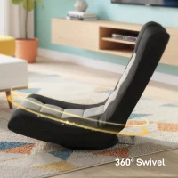 HOMCOM Floor Chair, Folding Floor Sofa with Adjustable Backrest, Wide Seat, Swivel Base, Black(m-7)