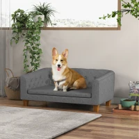 PawHut Canapé pour chien de petite et moyenne taille avec coussin doux amovible installation simple 96 x 60 x 42 cm gris(m-10)