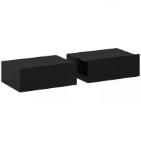 HOMCOM Floating Bedside Table Set of 2, Wall-Mounted Nightstand with Storage Drawer, Small Side End Table for Bedroom, Black(m-1)