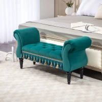 HOMCOM Gestoffeerde Bank, Zitbank, Vintage Ontwerp, tot 150 kg, 117x40x58 cm, Groen(m-10)