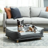 PawHut Canapé pour chien fauteuil chien dessus amovible housse amovible et lavable pieds en bois de pin 100 x 70 x 30 cm gris(m-10)