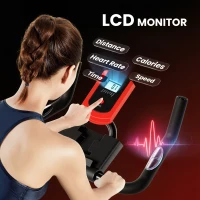 HOMCOM Indoor Upright Exercise Bike Machine, with Adjustable Seat, Resistance, Handlebar, LCD Display(m-5)