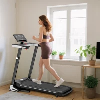 Tapis de Course Electrique Pliable - Aosom.fr x FFHandball - Tapis Roulant 1-12 Km/h 500 W écran LCD 12 programmes Noir(m-2)