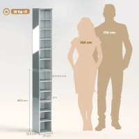 HOMCOM Set of 2 CD Media Display Shelf Unit Tower Rack with Adjustable Shelves, High Gloss Grey(m-3)