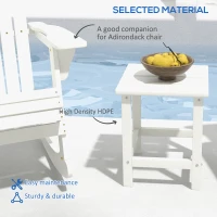 Outsunny Square Coffee Table, HDPE Tabletop and Frame for Porch, Garden, Side Table, 38 x 38 x 46 cm, White(m-4)
