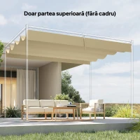 Outsunny Acoperiș pentru Pergolă cu 8 Orificii de Drenaj, Husă de Schimb din Poliester Respirabil, Exclusiv Material, 392x350 cm, UV30+, pentru Pergolă de Grădină 4x3m, Bej(m-8)