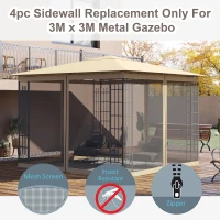 Outsunny 302 x 207cm Universal Replacement Mesh Sidewall Netting for Gazebos and Canopy Tents, (Sidewall Only) Beige(m-4)