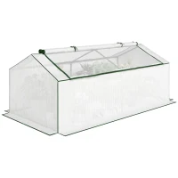 Outsunny Gewächshaus mit Fernster PE-Gitterfolie, winterfest Foliengewächshaus, Treibhaus 180 x 90 x 70cm Weiß(m-11)