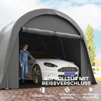 Outsunny Carport Zeltgarage 3x6m Winterfest Wasserdichtes Lagerzelt mit abnehmbaren Seitenwänden großer Rolltor, UPF50+(m-6)