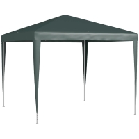 Outsunny Gazebo de jardín 2.7x2.7m con tornillos y cuerdas, gazebo exterior de acero y PE, para jardín, fiestas, camping, Verde oscuro