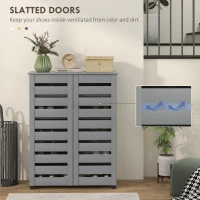 HOMCOM Narrow Shoe Cabinet for Entryway, 5-Tier Slim Shoe Storage Cabinet with 2 Slatted Doors and Adjustable Shelves Grey(m-5)
