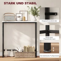 HOMCOM Konsolentisch Flurtisch mit verstellbar Fußpads, Kippschutz 75 x 24 x 76 cm für Kleinen Raum Schwarz(m-5)