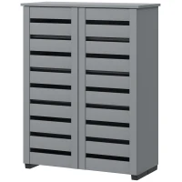 HOMCOM Narrow Shoe Cabinet for Entryway, 5-Tier Slim Shoe Storage Cabinet with 2 Slatted Doors and Adjustable Shelves Grey(m-11)