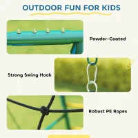 AIYAPLAY 5-in-1 Schaukelgestell mit verstellbarer Nestschaukel Turnringe Doppelsitzer Klettergerüst für 3-8 Jahre 440x175x203 cm(m-7)