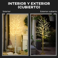 HOMCOM Árbol Sintético con 180 Luces LED IP44 con Brillo Ajustable Decoración para Interiores  21,5x21,5x180 cm  Blanco(m-7)