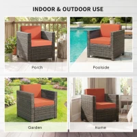 Outsunny PE Rattan Garden Armchair with Cushion - Mixed Brown/Orange(m-7)