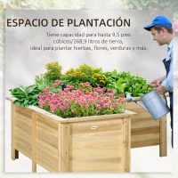 Outsunny Jardinera Elevada de Madera Macetero Exterior en Forma de L con Tela no Tejido Huerto Urbano 120x120x50 cm Natural(m-5)