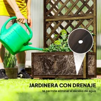 Outsunny Jardinera con Enrejado de Madera Macetero de Jardín con Soporte para Trepadora 72,5x31,5x149,5 cm Carbonizado(m-5)