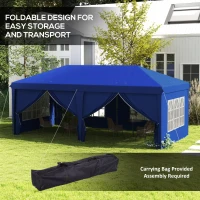 Outsunny 3 x 6m Pop-Up Gazebo, with Curtain Walls and Windows - Blue(m-5)