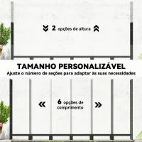 Outsunny Suporte de Lenha Metálico 235x31x116 cm para Exterior com Capa Impermeável  e Estrutura de Aço Preto(m-6)