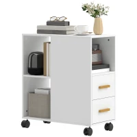 HOMCOM Printerstandaard met verstelbare plank en wielen voor fax/scanner, 60 x 30 x 65 cm, Wit(m-11)