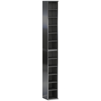 HOMCOM Set of 2 CD Media Display Shelf Unit Tower Rack with Adjustable Shelves, High Gloss Black