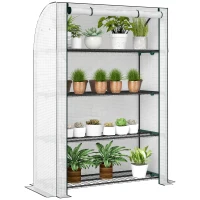 Outsunny Mini Greenhouse with Reinforced PE Cover, Portable Indoor Outdoor Green House with Roll-up Door, 170 x 120 x 50cm, White(m-10)