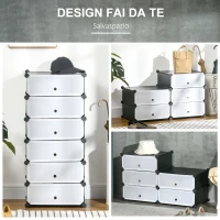 HOMCOM Scarpiera Modulare Salvaspazio con 6 Scatole in Plastica PP e Acciaio, 49x36.5x108 cm, Nero e Trasparente(m-5)
