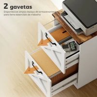 HOMCOM Móvel para Escritório com 2 Gavetas com Trilho Suspenso para A4 e Carta 40x40x71 cm Branco(m-5)