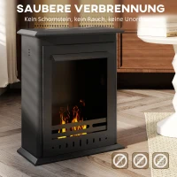 HOMCOM Bio-ethanol haard, vrijstaande indoor vuurplaats, 0,9 L inhoud, staal, 3 uur brandtijd, 60 cm, zwart(m-4)