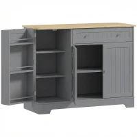 HOMCOM Küchen-Buffet Küchenschrank mit 3 Regalen Tür Schublade Verstellbare Regale für Esszimmer 105x40x83 cm Grau(m-1)