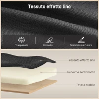 HOMCOM Divano Letto Angolare Effetto Lino con Vano Portaoggetti a Scomparsa, 192x148x86 cm, Grigio Antracite(m-7)