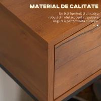 HOMCOM Consola pentru hol cu sertar, masa consola din lemn cu picioare din otel, 80x30x76cm, maro si negru(m-6)