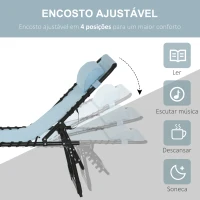 Outsunny Espreguiçadeira Dobrável com Apoio de Cabeça Reclinável 4 Posições e Estrutura em Aço 189x58x30 cm Azul Claro(m-4)