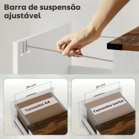 HOMCOM Móvel para Escritório com 4 Gavetas com Trilho Suspenso para A4 e Carta 40x40x131 cm Branco(m-6)