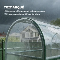 Outsunny Serre de Jardin avec étagères 3 niveaux, Petite Serre en Bâche PVC et Châssis Acier, 2 Portes Roulantes, Transparent(m-8)