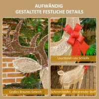 Outsunny Decorațiune de Crăciun pentru Exterior, Ren cu 137 de Lumini LED, pentru Casă și Grădină, Auriu(m-8)