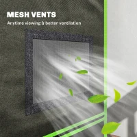 Outsunny Grow Tent 120 x 120 x 200 cm, Reflective Mylar Hydroponic Growing Tent with 600D Oxford Fabric, Observation Window, Vent, Zipper Door for Indoor Plant Growing, Black(m-8)