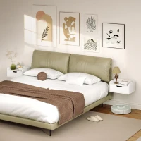 HOMCOM Lot de 2 tables de chevet murales tables de nuit suspendues tiroir plateau aspect bois dim. 40L x 30l x 19,5H cm(m-7)