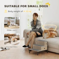 PawHut Dog Stairs with Storage, Non-Slip Cover, Pet Steps for Small Dogs & Older Cats, for Sofa, High Bed, Oak Tone(m-4)